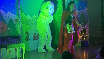 Students performing a panto
