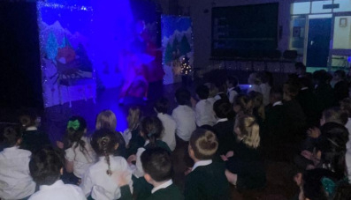 Students watching a panto